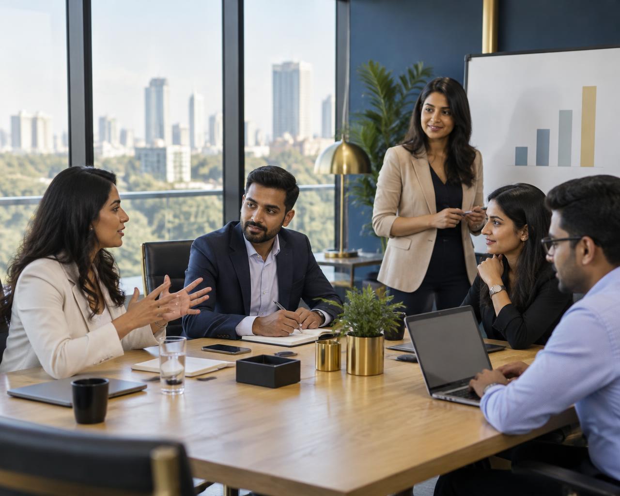 Business team meeting in a modern Bengaluru office